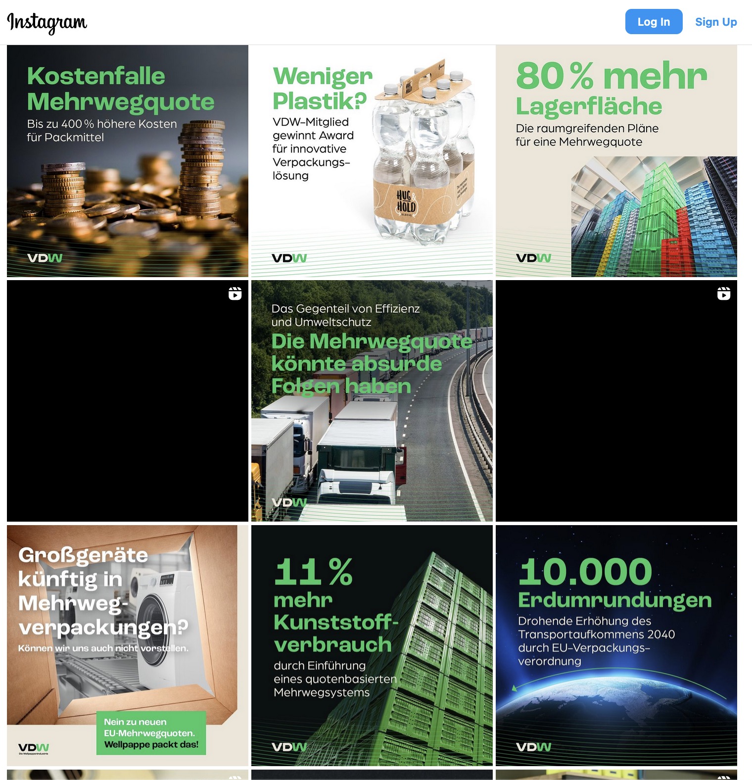 Das Instagram-Profil des VDW