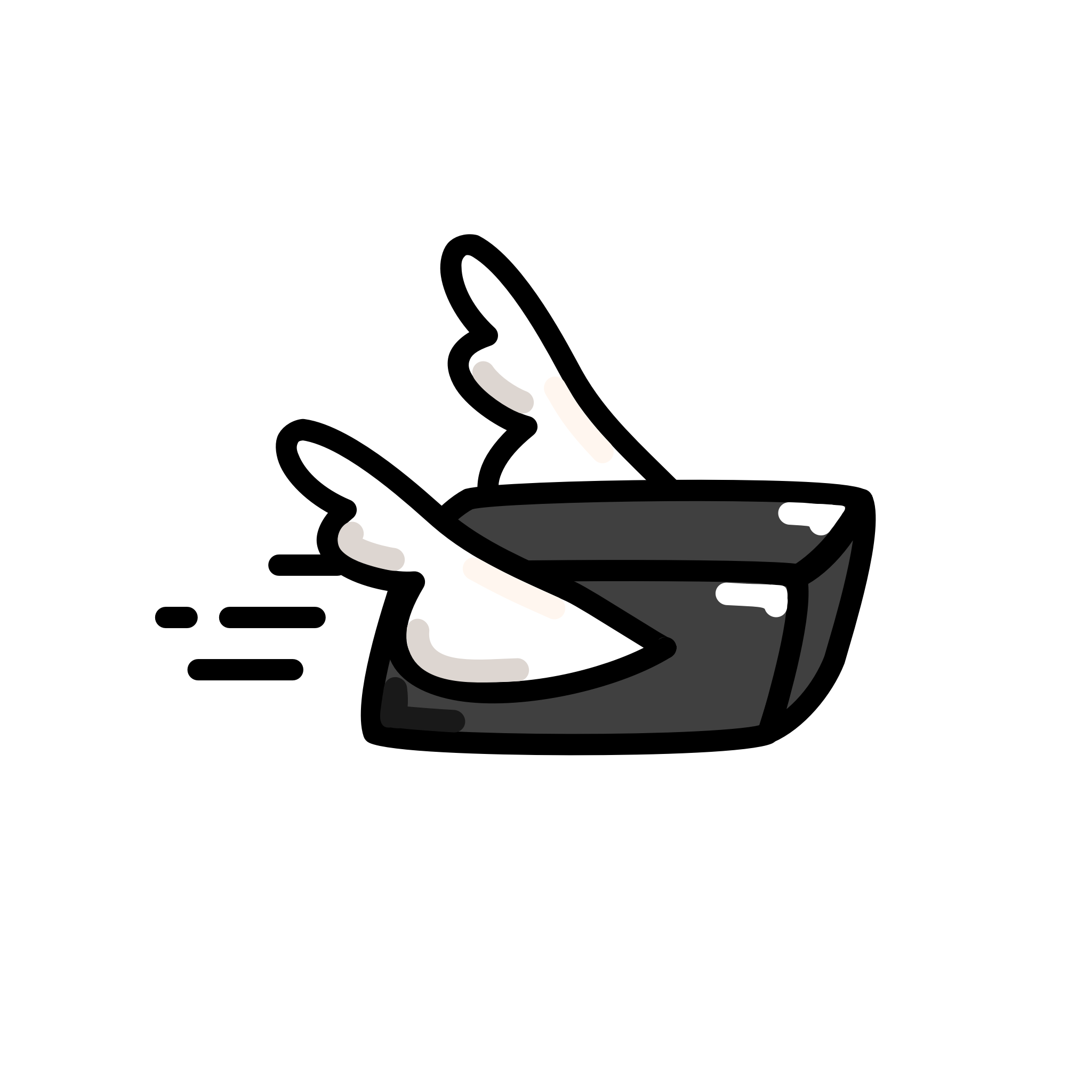 Illustration einer schwarzen Ravioli Mehrweg-Versandverpackung mit weissen Flügeln